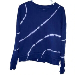 Athleta Sundown Sweatshirt Eclipse Navy Blue Size Medium Tie Dye Crewneck Sporty
